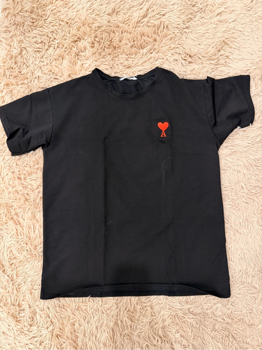 Ami T-Shirt with Red Heart 'A' Embroidery